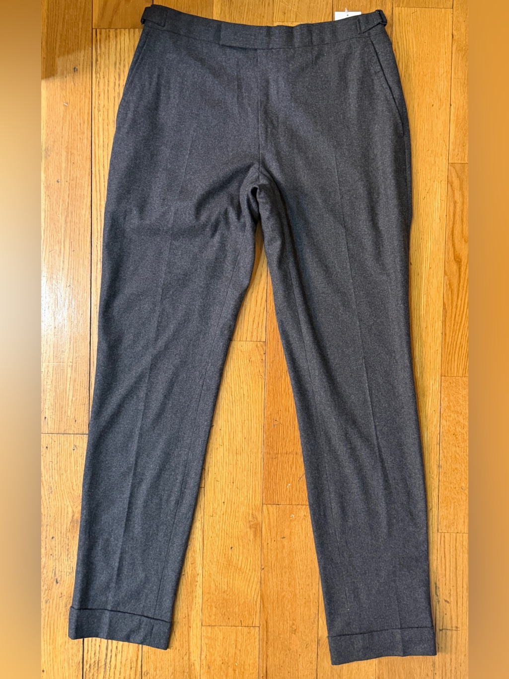 Ralph Lauren Purple Label Side Tab Flat Front Pants Gray Wool Rubinacci $900 32